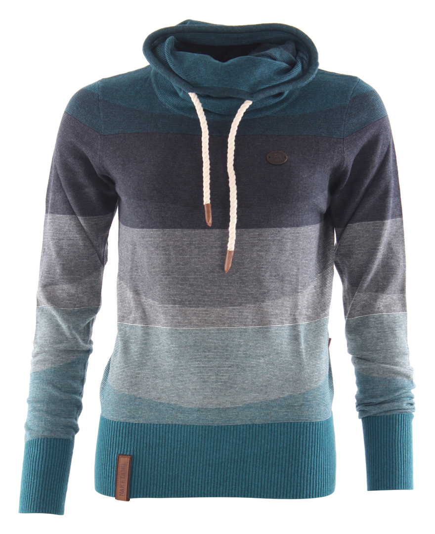Naketano Female Knit Joao Schmierao Petrol Melange Striped Naketano Female Knit Joao Schmierao Petrol Melange Striped