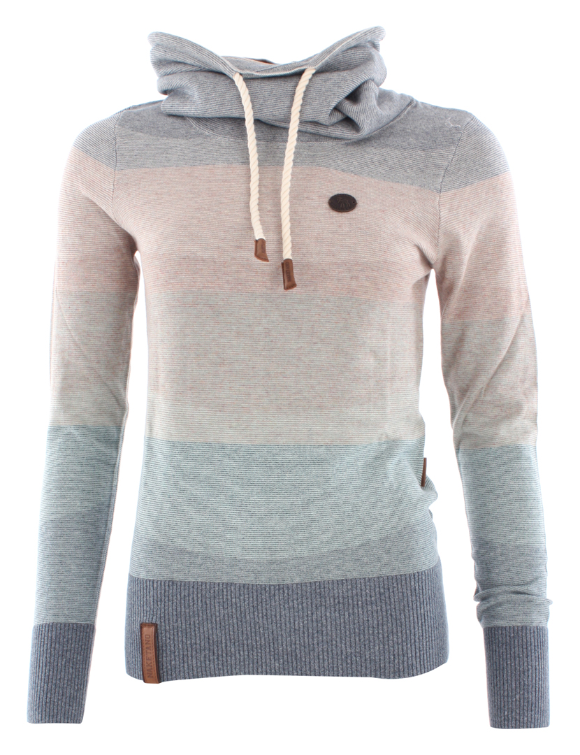 Naketano Female Knit Joao Schmierao Bluegrey Melange Striped Naketano Female Knit Joao Schmierao Bluegrey Melange Striped