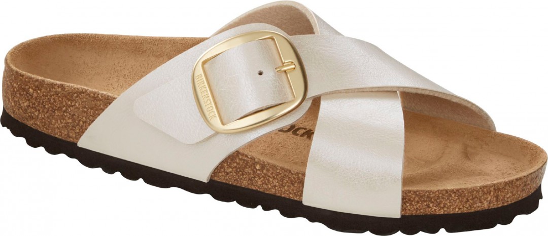 birkenstock big buckle pearl white