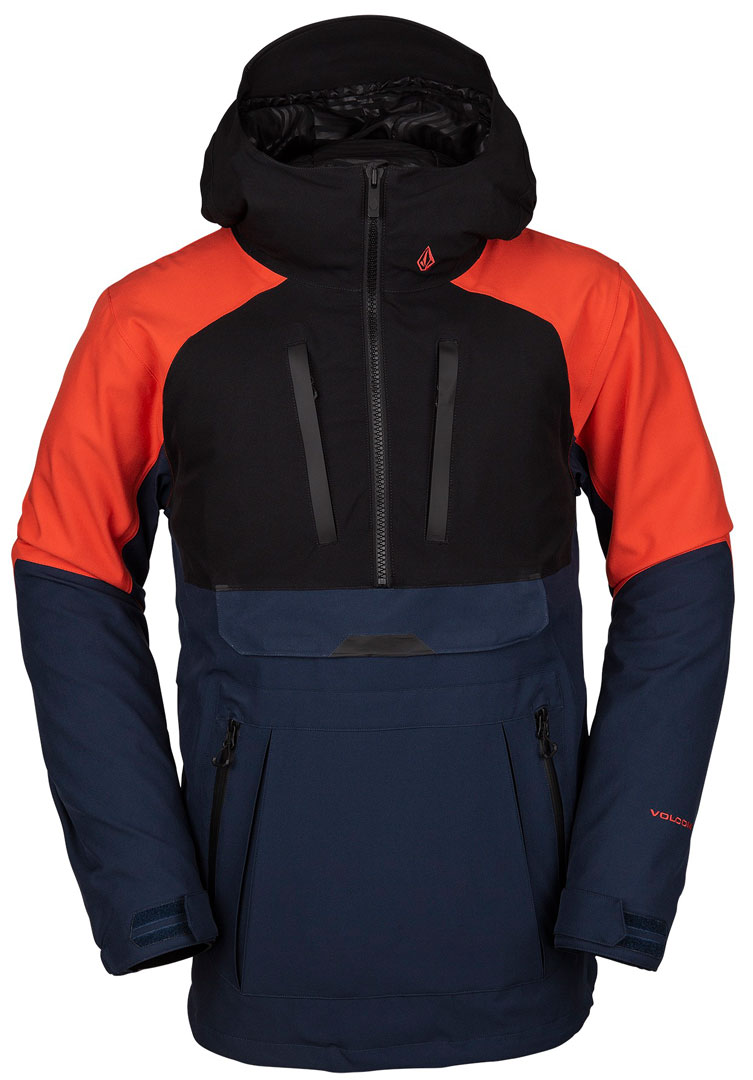 volcom men's brighton pullover 2 layer snow jacket