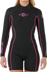 WOMENS DAWN PATROL 2/2 LS BACK ZIP Shorty black/pink