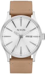 SENTRY LEATHER Watch all silver/tan