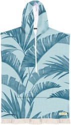 LADIES PALM ZIP HOODED Poncho blue iceberg