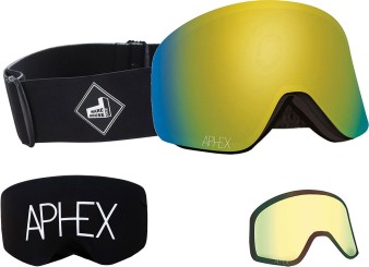 OXIA THE ONE EDITION Magnet Schneebrille black strap/revo gold + Zusatzglas yellow