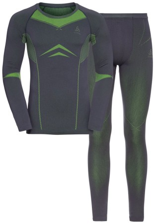 SET LONG PERFORMANCE EVOLUTION WARM Longsleeve & Pants 2023 dark sapphire/safety yellow 