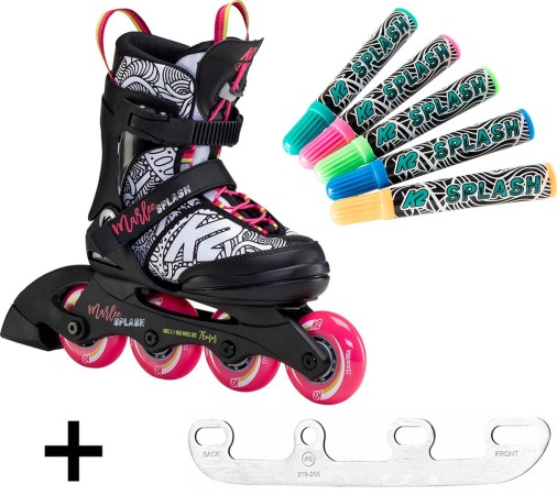 MARLEE SPLASH Kinder Inline Skate black/pink/splash inkl. SABRES 4 Schlittschuh Eiskufen 