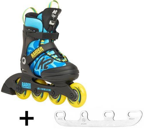 RAIDER PRO Kids Inline Skate 2025 blue/yellow inkl. SABRES 4 Schlittschuh Eiskufen 