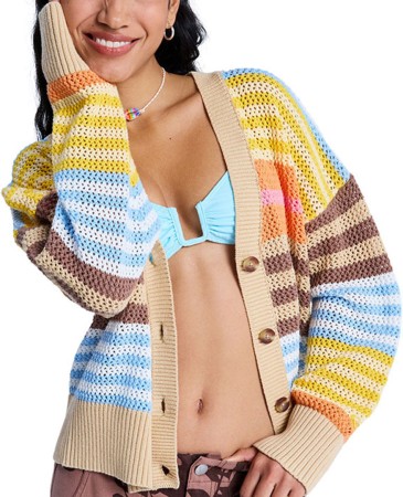 COSMIC COAST STRIPES Sweaterjacke 2026 coconut milk horizon prism stripes 