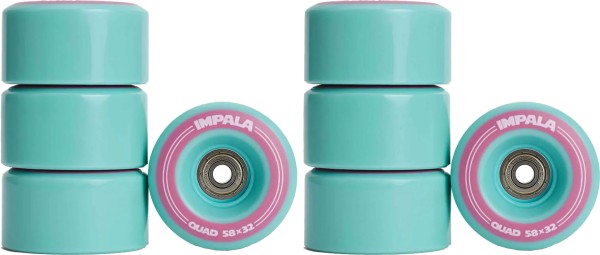 QUAD WHEELS 58mm/82a 8er Pack Wheelset incl. ABEC 7 Bearings aqua 