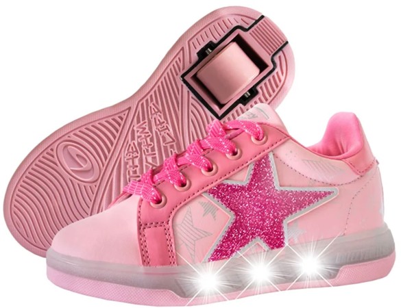 2195680 LED Schuh mit Rollen rosa/pink 