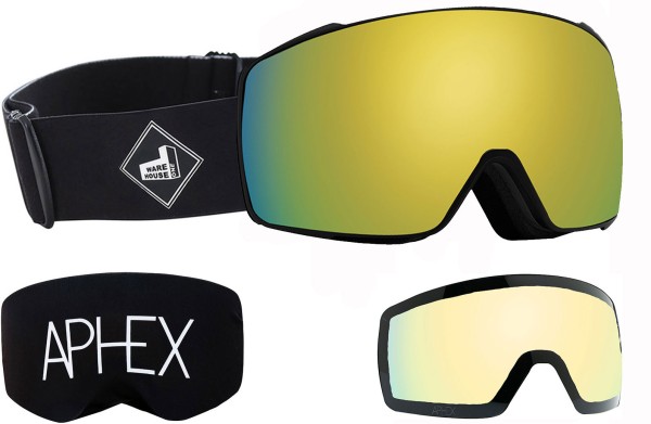 ORION THE ONE EDITION Magnet Goggle 2025 black strap/revo gold + Zusatzglas yellow 