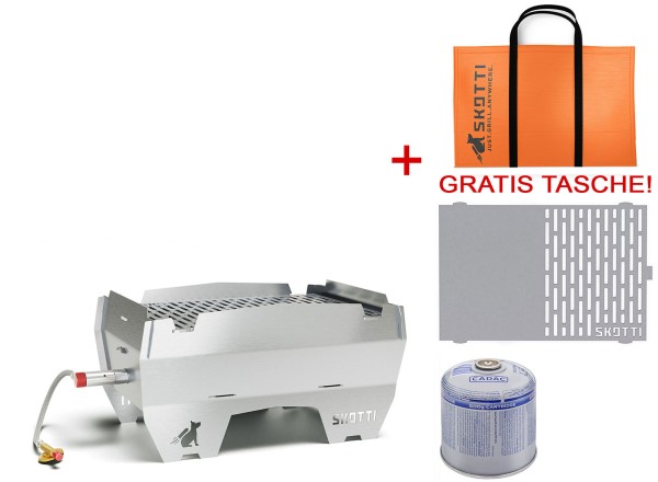 OUTDOOR 2.0 Gasgrill inkl. gratis Tasche + PLANCHA Grillplatte + CA500-N 500g Ventil-Gas-Kartusche 