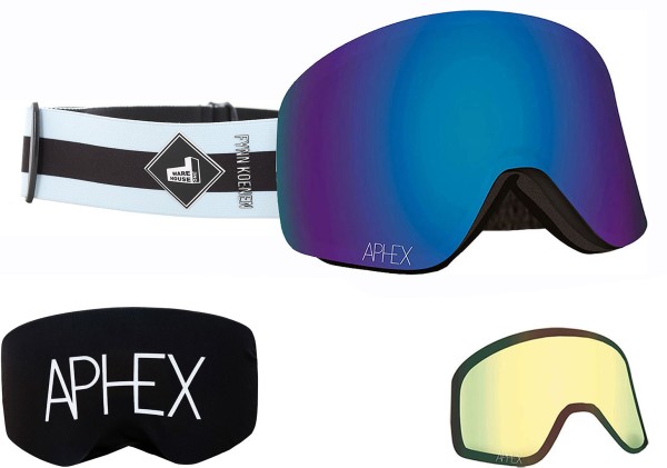 OXIA THE ONE EDITION Magnet Schneebrille 2025 fynn strap/revo blue + Zusatzglas yellow 