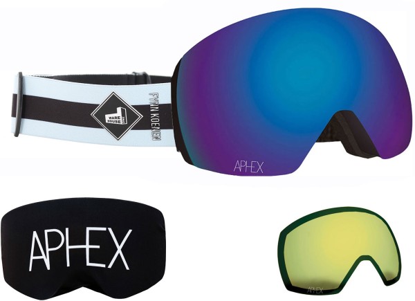 STYX THE ONE EDITION Magnet Schneebrille 2025 fynn strap/revo blue + Zusatzglas yellow 