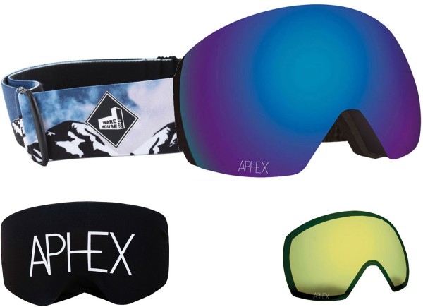 STYX THE ONE EDITION Magnet Schneebrille 2025 mountain strap/revo blue + Zusatzglas yellow 