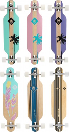 PALMS + STRIPES + FEATHERS THE ONE EDITION Drop Through Longboard 