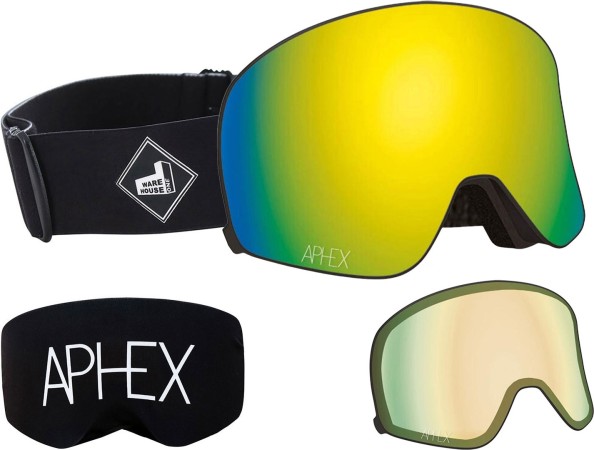 VIRGO THE ONE EDITION Magnet Schneebrille 2026 black strap/revo gold + Zusatzglas yellow 