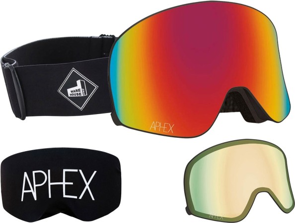 VIRGO THE ONE EDITION Magnet Schneebrille 2026 black strap/revo red + Zusatzglas yellow 