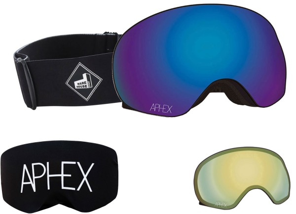 XPR THE ONE EDITION Magnet Schneebrille 2026 black strap/revo blue + Zusatzglas yellow 