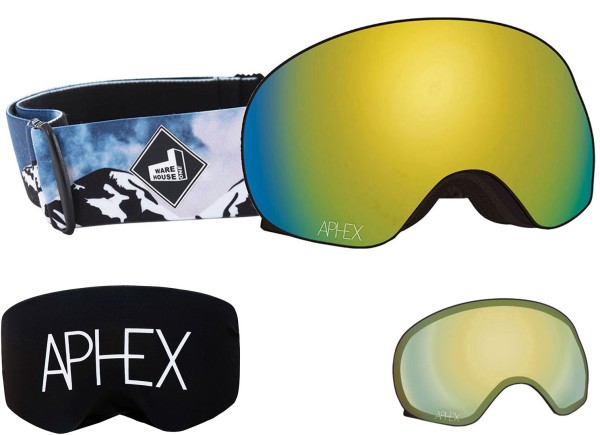 XPR THE ONE EDITION Magnet Schneebrille 2025 mountain strap/revo gold + Zusatzglas yellow 