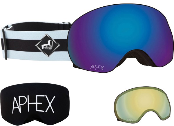 XPR THE ONE EDITION Magnet Schneebrille 2025 stand up strap/revo blue + Zusatzglas yellow 