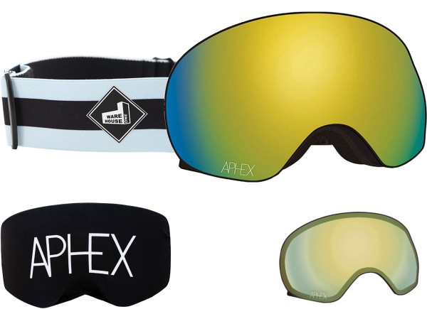 XPR THE ONE EDITION Magnet Schneebrille 2026 stand up strap/revo gold + Zusatzglas yellow 