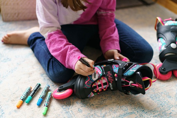 MARLEE SPLASH Kinder Inline Skate black/pink/splash inkl. SABRES 4 Schlittschuh Eiskufen 