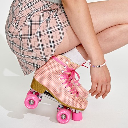 QUAD SKATE TEST Roller Skate pink tartan 40