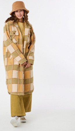 LONG LINE CHECK Mantel 2024 khaki 