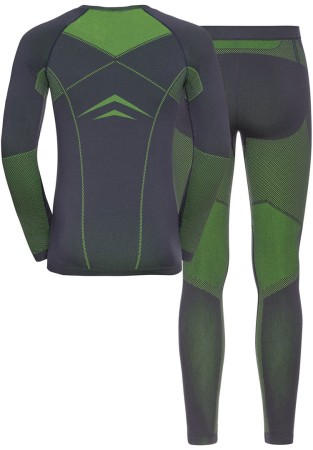 SET LONG PERFORMANCE EVOLUTION WARM Longsleeve & Pants 2023 dark sapphire/safety yellow 