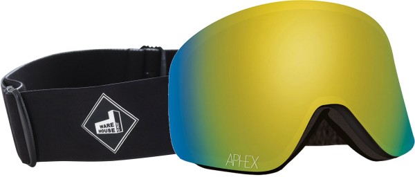 OXIA THE ONE EDITION Magnet Schneebrille 2026 black strap/revo gold + Zusatzglas yellow 