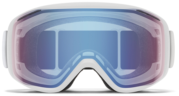 RALLY Schneebrille 2025 white chunky knit/blue sensor mirror 