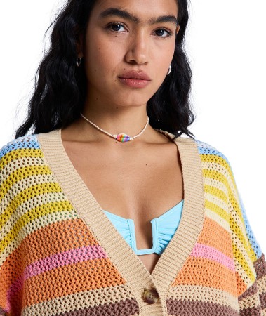 COSMIC COAST STRIPES Sweaterjacke 2026 coconut milk horizon prism stripes 