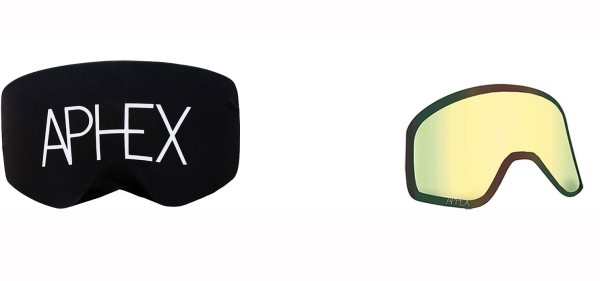 OXIA THE ONE EDITION Magnet Schneebrille 2026 black strap/revo gold + Zusatzglas yellow 