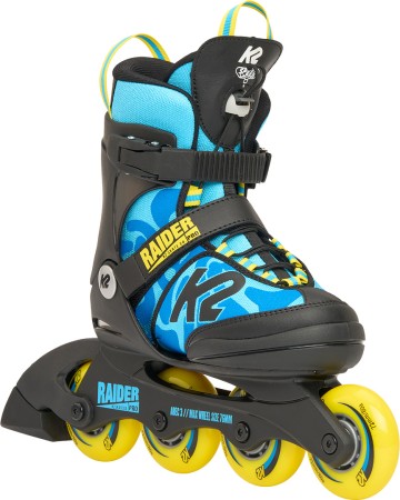 RAIDER PRO Kids Inline Skate 2025 blue/yellow inkl. SABRES 4 Schlittschuh Eiskufen 