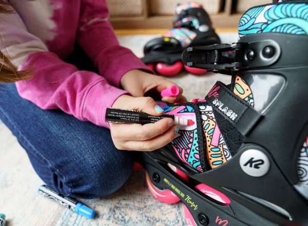 MARLEE SPLASH Kinder Inline Skate black/pink/splash inkl. SABRES 4 Schlittschuh Eiskufen 