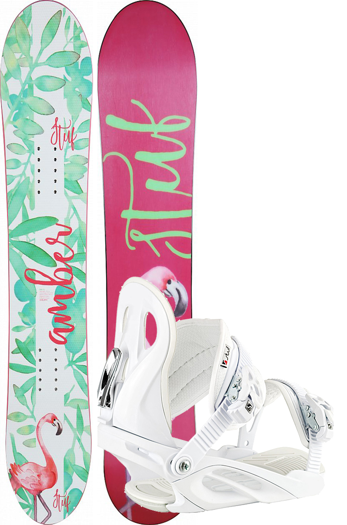 Snowboard Set Snowboardset STUF AMBER JR 140 2021 inkl. FAME white ...