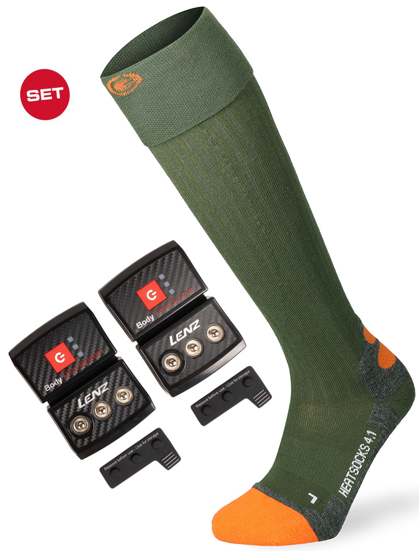 Artikelbild 1 des Artikels “HEAT 4.1 Socken 2026 green/orange inkl. LITHIUM RCB 1400 Pack USB-C 42-44“