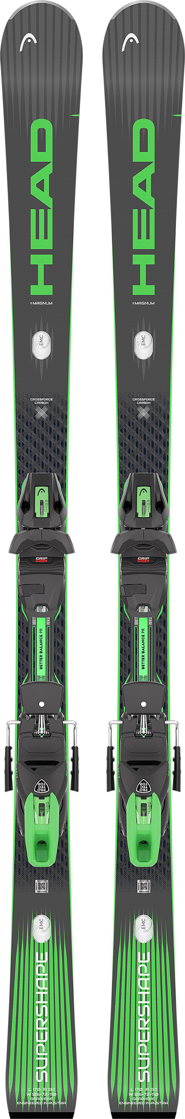 Product image 1 of the product “SUPERSHAPE E-MAGNUM SW Ski 2027 incl. PROTECTOR EVO PR 13 GW BRAKE 85 black/green 170”