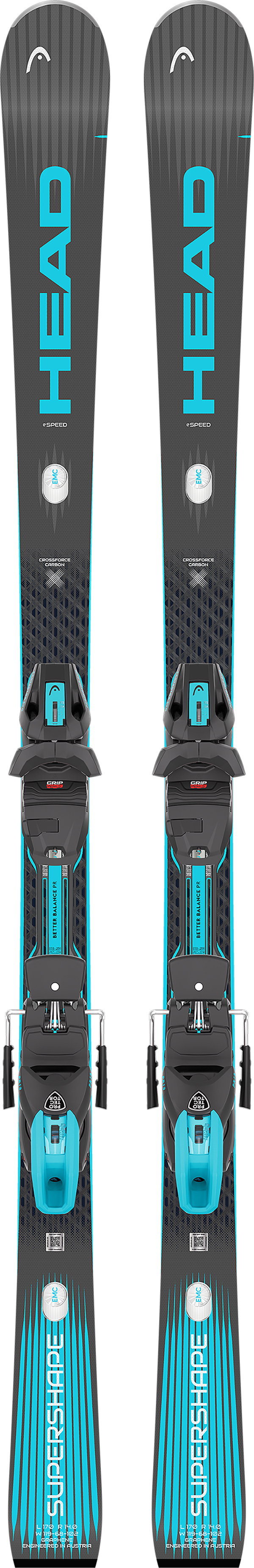 Product image 1 of the product “SUPERSHAPE E-SPEED SW Ski 2027 incl. PROTECTOR EVO PR 13 GW BRAKE 85 matte black/speed blue 170”