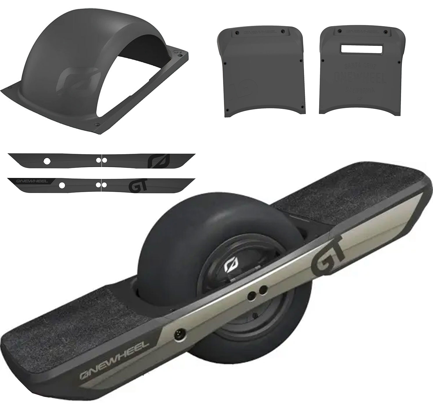 Artikelbild 1 des Artikels “ONEWHEEL GT SLICK TIRE black inkl. FENDER KIT + BUMPER + RAIL GUARDS jewel grey “