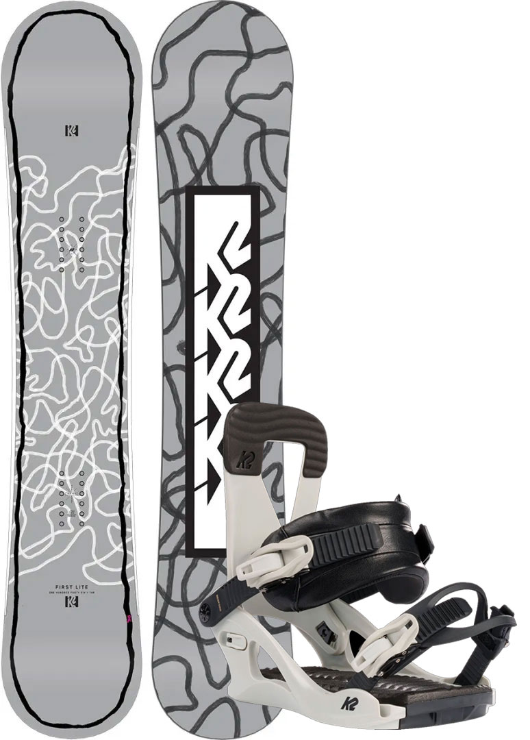 K2 Snowboard Set Snowboardset FIRST LITE 146 2024 inkl. BEDFORD grey Snowboard