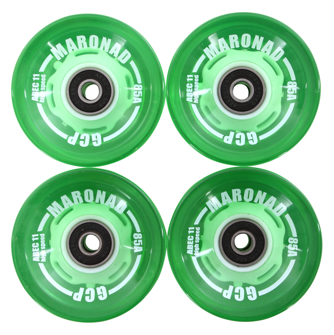 Cruiser LED Rollen MARONAD 70mm Longboard 4er Rollenset green