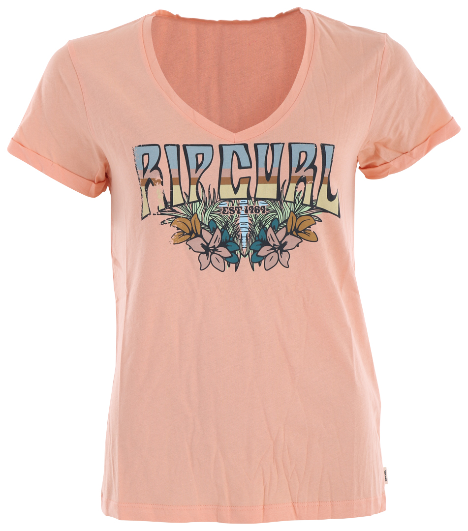 RIP CURL Shirt Tshirt Oberteil BLOCK PARTY V T-Shirt 2024 bright peach Oberteil