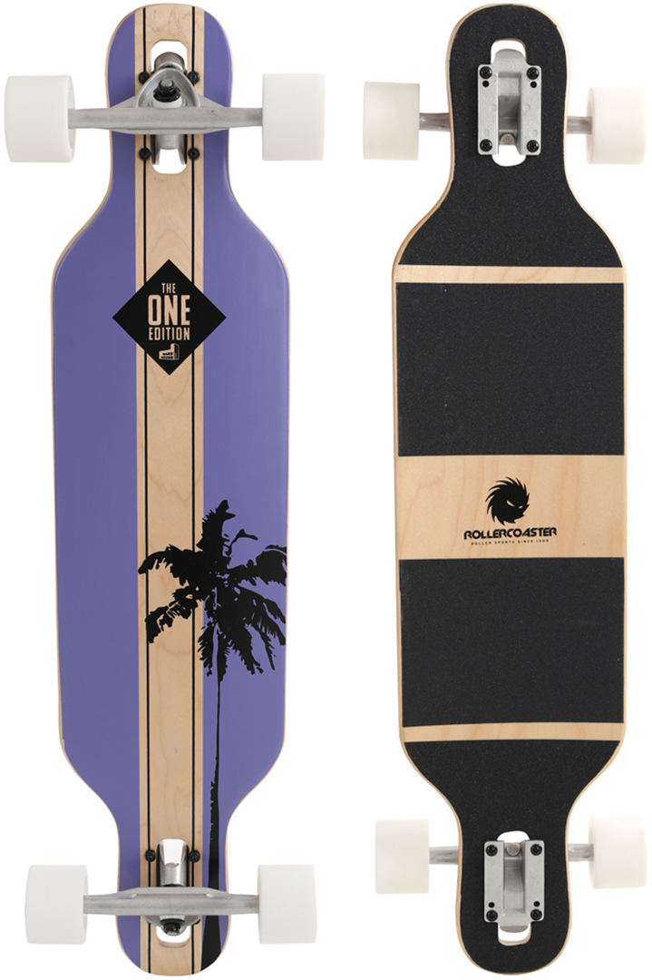 Miniaturansicht 42  - ROLLERCOASTER Longboard Skateboard Komplett PALMS + STRIPES + FEATHERS THE ONE