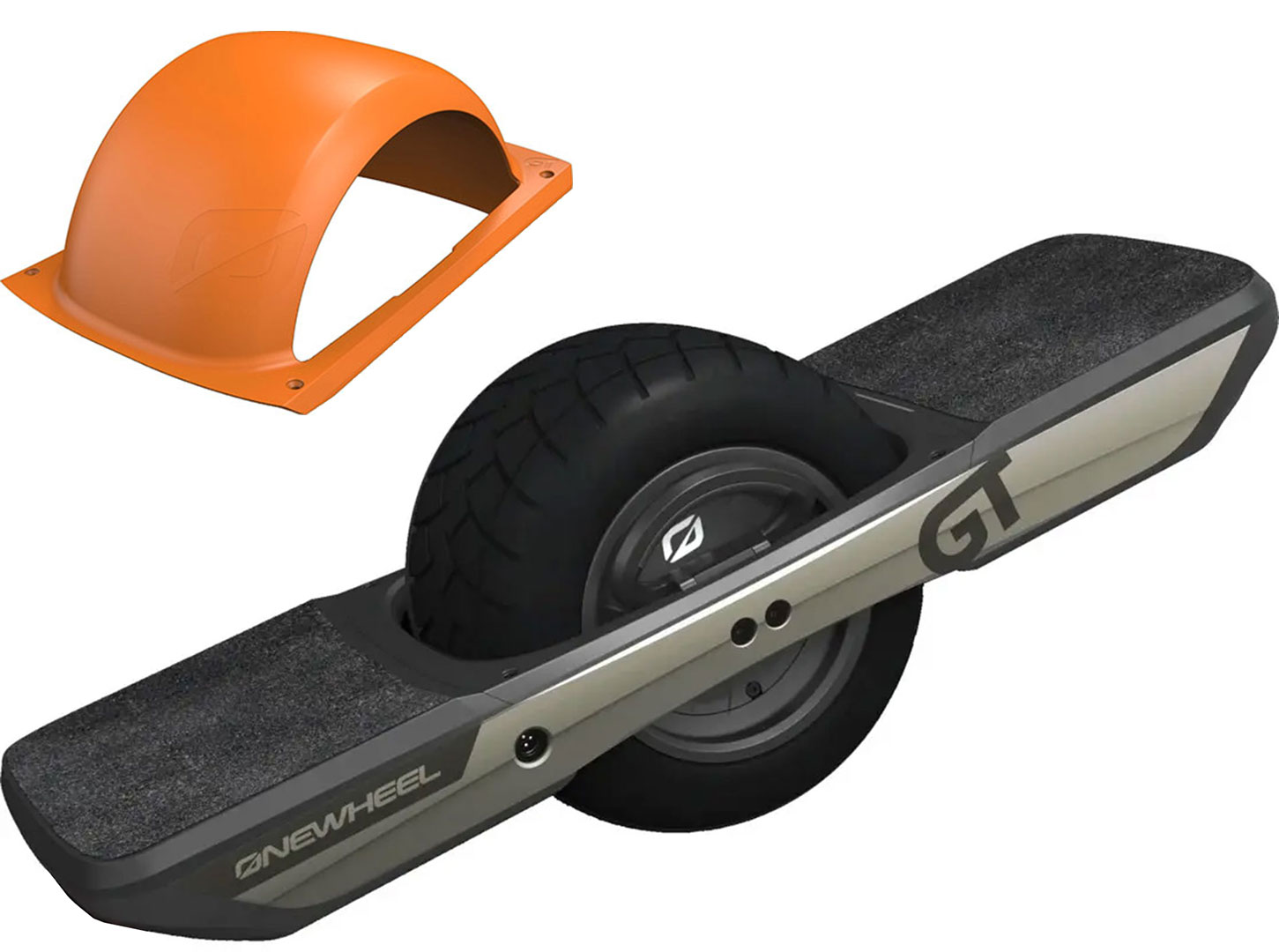 Product image 1 of the product “ONEWHEEL GT TREADED TIRE black incl. FENDER KIT fluorescent orange ”