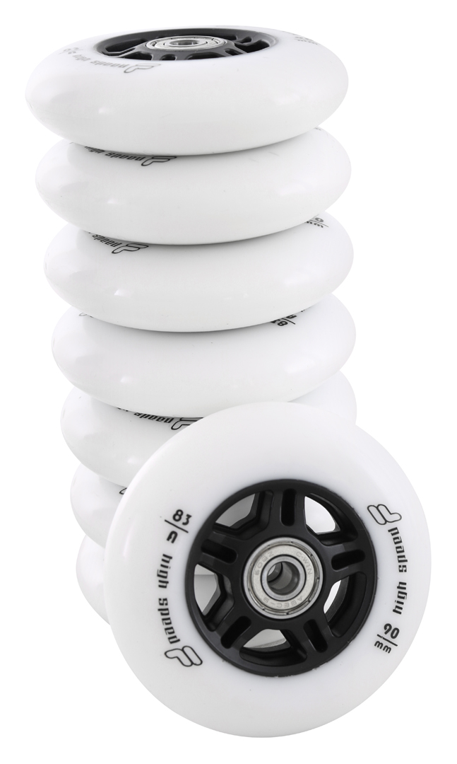 Product image 1 of the product “WHEELS 90mm/83a 8-Pack Wheelset white incl. ABEC9 + 8mm Spacer ”
