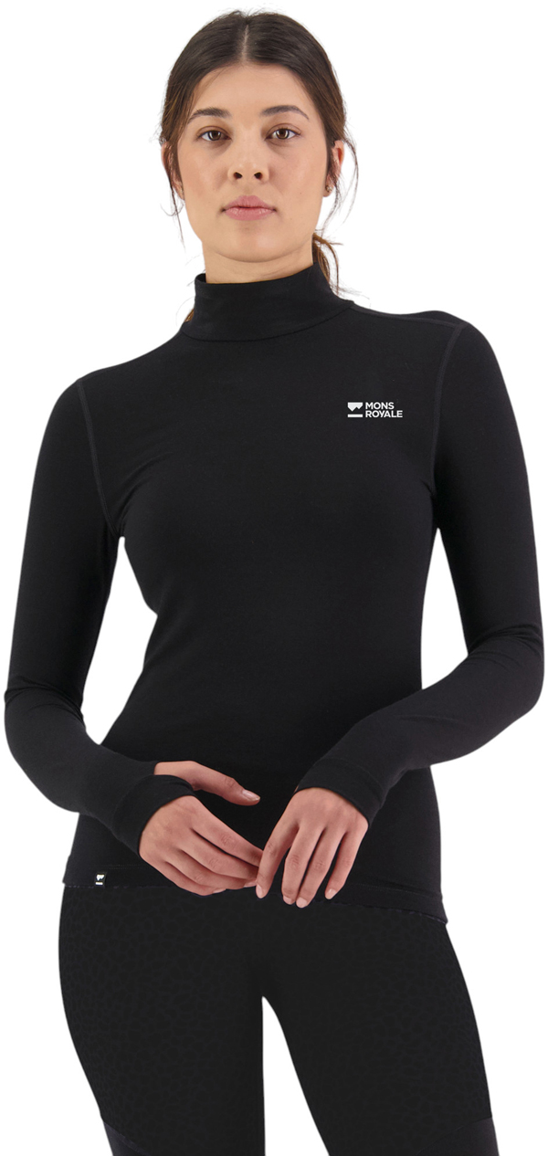 Product image 2 of the product “CASCADE MERINO MOCK NECK WOMEN Longsleeve 2027 black S”