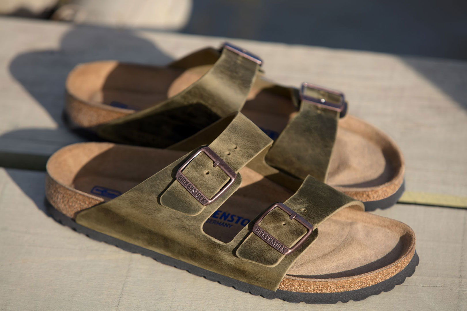 birkenstock arizona soft footbed green