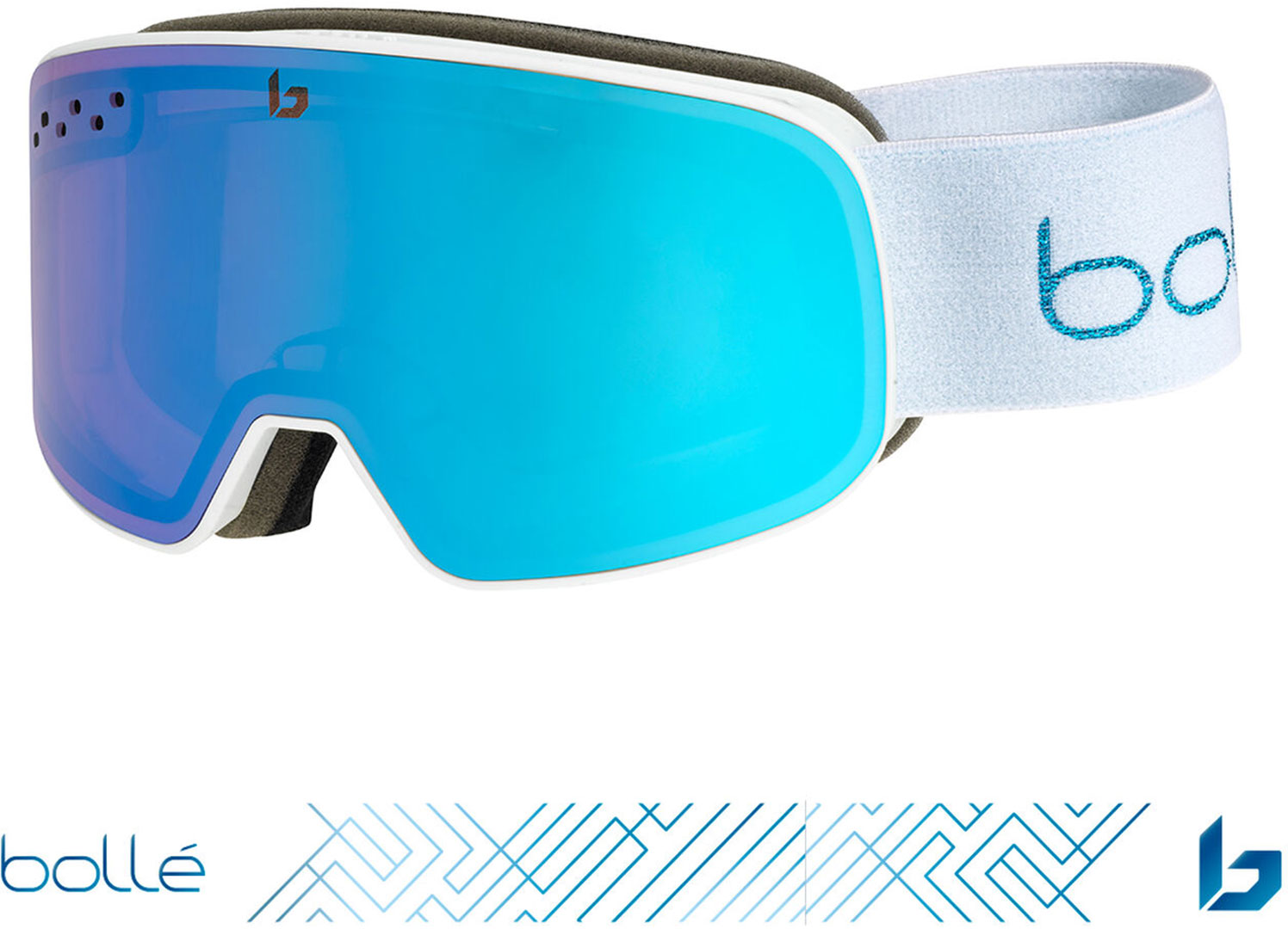 Product image 2 of the product “NEVADA SMALL Goggle 2027 white metallic blue matte/azure ”